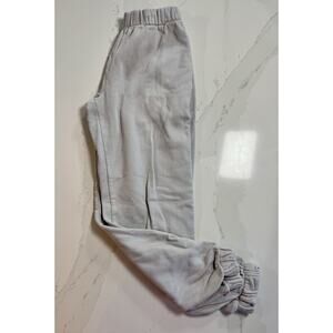 Brandy Melville Light Gray Jogger Sweatpants Elastic Waist Cuffed Leg